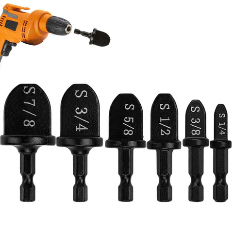 Copper Tube Expander Set for HVAC Repair, 6-piece manual swaging drill bit kit for air conditioning, sizes 1/4 to 7/8 inch