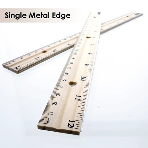 12 Inch Wooden Ruler With Inch And Metric Measurements Dual Scale For School Office Or Home Use on white background