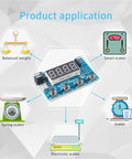 HX711 Digital Load Cell Module With Display for DIY scales application diagram featuring balanced, smart, spring, and electronic scales
