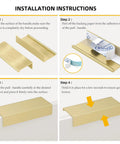 Installation steps for Six Pack Adhesive Cabinet Handles In Gold Finish Peel And Stick No Drill Cabinet Pulls For Kitchen And Bathroom.