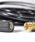 Close-up of YAMATIC brass pressure washer hose connector with double M22-14mm male couplers