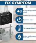 Refrigerator Start Device And Run Capacitor Kit W10189190 TSD2 And W10662129 with fix symptoms for fridge issues