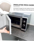 Person opening microwave showing 10 Piece Mica Plates 150x120mm Microwave Heat Insulation And Fireproof Sheets Anti Oil Kitchen Accessory