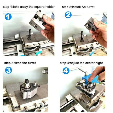 Quick Change Tool Post Holder For Mini Lathe Size Aa Multifix With Ground Gearing, installation steps