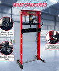 20 Ton Hydraulic Shop Press With Floor Plate Set For Garage Use, Heavy Duty Metalworking Press For Stamp Work and Gear Removal