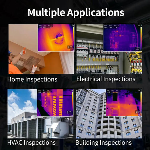 Four thermal imaging examples for TK6 Thermal Imaging Camera With 384x288 IR Resolution in various inspection applications
