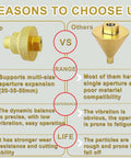 Infographic showing two gold diamond drill bits: left diamond core bit and right diamond cone tile bit (side-by-side).