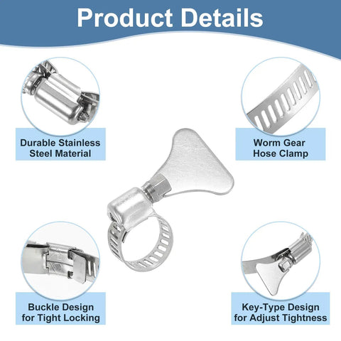 14 Piece Stainless Steel Hose Clamps Set 8 To 12mm Adjustable Thumb Screw Worm Gear Clamps For Fuel Lines Plumbing And Automotive 8mm Bandwidth No Fuss Install Corrosion Resistant