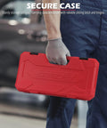 Impact Socket Set With 36 Piece Hex Bit Kit For Quarter Inch, Three Eighths Inch And Half Inch Drives in red storage case