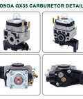Honda GX35 Carburetor Replacement for GX25 GX25N GX25NT HHT35 String Trimmer FG110 FG110K1 HHT25S 4 Cycle Engine