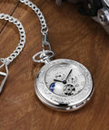 Vintage Mechanical Pocket Watch With Double Sided Floral Engraving Case Hunter Skeleton Design Old School Antique Silver