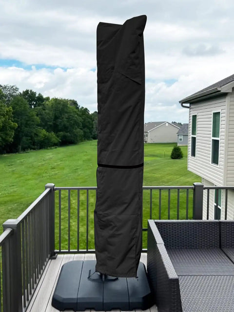 Heavy Duty Patio Umbrella Cover for 9 to 13 Ft Cantilever Umbrellas with Zipper on deck