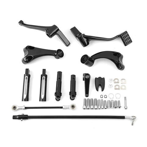 Ride Ready Forward Control Foot Pegs And Lever Linkage Kit For Harley Sportster XL Models 2014 2022 Fits Super Low XL1200T Seventy Two XL1200V Forty Eight XL1200X XL883 Custom Shifter And Brake Levers Included. Black forward control kit with pegs, levers, linkage and hardware