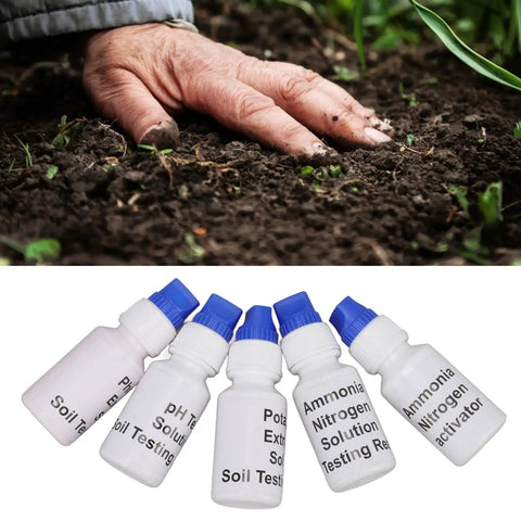 Hands testing soil with Liquid Soil Test Kit For Real Time NPK And PH Readings With Color Reference Chart And Tailored Recommendations