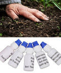 Soil Test Kit For Agriculture And Gardening Liquid pH And NPK Solution Real Time Readings with labeled bottles for testing.