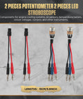 2 pieces potentiometer and 2 pieces LED stroboscope cables, 15cm length, for engine cooling systems, oil sensors and voltage testing.
