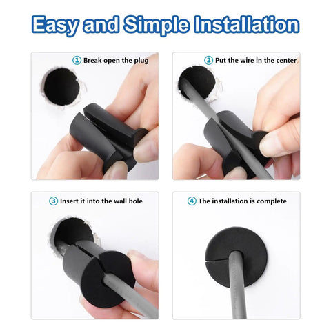 Slick Starlink Cable Routing Kit And Wall Grommet For One Inch Holes installation process showing four steps of use.
