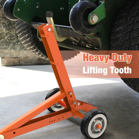 800 Pound Lawn Mower Jack With Foot Assist Lift For Zero Turn And Stand On Mowers Heavy Duty Orange Lift System With Safety Design And Multiple Lifting Points For Easy Access And Versatile Use under mower with heavy duty lifting tooth