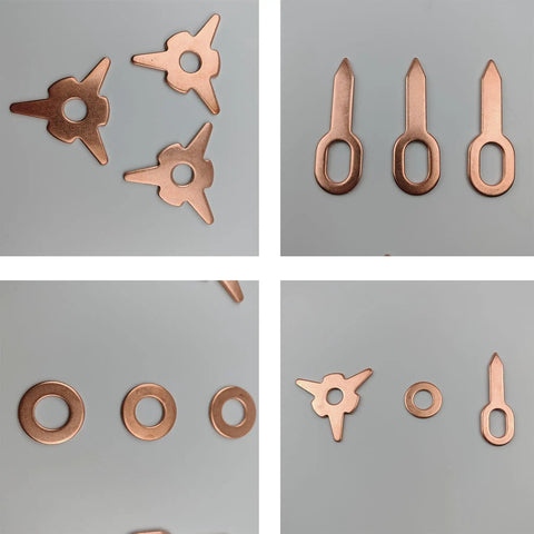 Dent Pulling Rings Set 60Pcs for Car Body Panel Repair, copper-plated iron, triangle and round shapes, spot welding tools.