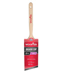 Silver Tip Angle Sash Paintbrush Two And A Half Inch With White And Silver Chisel Trim Bristle Feather Stroke Finish handle view