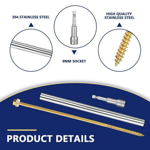Heavy Duty Gutter Repair Kit For 6 Inch Gutters, 30 Pack 8 Inch Screws And Nails With 304 Stainless Steel Sleeves, metal components shown