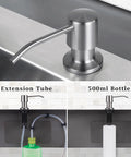 Oil Rubbed Bronze Kitchen Soap Dispenser With Pump, 16 Oz Built In Countertop Dish Soap Dispenser, extension tube, bottle view