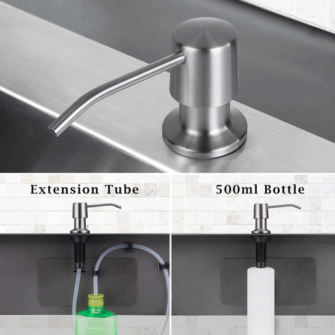 Oil Rubbed Bronze Kitchen Soap Dispenser With Pump, 16 Oz Built In Countertop Dish Soap Dispenser, extension tube, bottle view