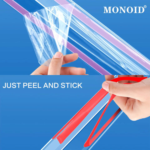 Top Shelf Clear Self Adhesive Wall Corner Protectors Keep Door Frames Cabinets And Baseboards Looking Crisp While Battling Daily Nicks Perfect Diy Project Pick 31 5 By 1 18 Inch - demonstration of easy peel and stick application.
