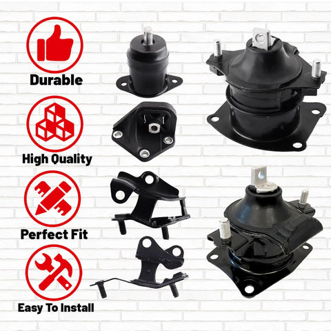 Heavy Duty Engine And Transmission Mount Kit Set Of 6 For 2003 2007 Accord showing durable rubber mounts and brackets.