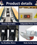 Heavy Duty Auto Carton Sealer With Dual Belt Conveyor For Swift Box Tape Seaming and Rock Solid Parcel Wrapping 110 Volt showing motors, controls, and rollers.