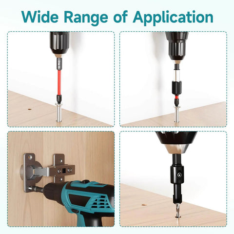 Heavy Duty 35 Piece Impact Driver Bit Set With Storage Case in use with power drills, demonstrating application versatility