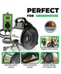 Palma Electric Greenhouse Heater And Fan With Digital Thermostat, Dual 750W And 1500W Elements, stainless steel casing