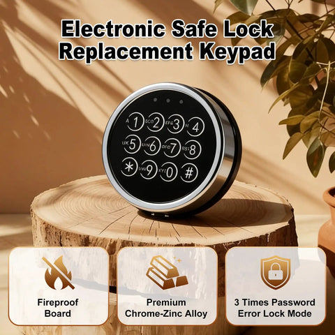 Electronic Safe Lock Replacement Kit for Gun Safes with Zinc Alloy Keypad on display, showing premium material features.