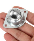 16 Pcs Three Quarter Inch Roller Ball Transfer Bearing Set With Flange Mounts, close-up in hand, carbon steel caster