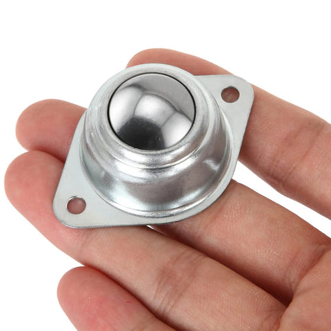 16 Pcs Three Quarter Inch Roller Ball Transfer Bearing Set With Flange Mounts, close-up in hand, carbon steel caster