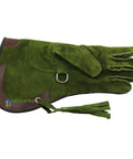 Falconry Nubuck Leather Gloves For Eagles And Hawks 14 Inch Long Cuff Left Hand Single Piece Green Durable Training Gloves