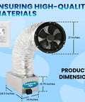 Two Speed Whole House Fan With Super Silent German Motor And Cold Weather Damper showing product dimensions and control panel.