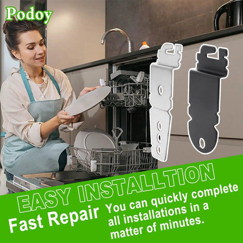 Dishwasher Mounting Brackets Kit With Screws For Easy Install And Durable Hardware shown with dishwasher open