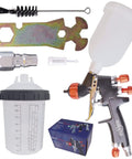Pro HVLP Spray Gun With 1.2Mm Tip And 250Ml Cup For Auto Painting and Bodywork Touch Ups, accessories and cup shown.