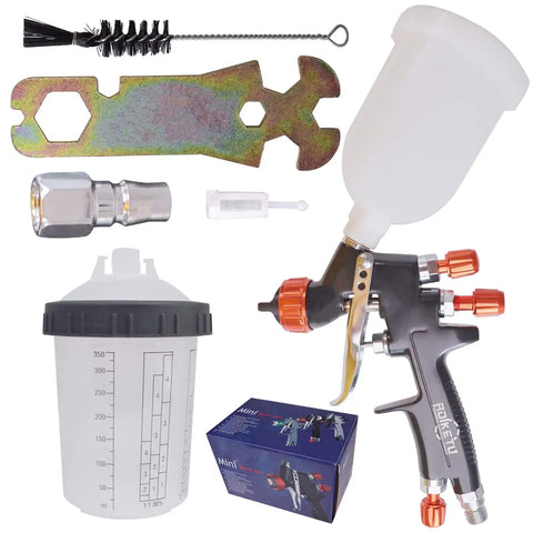 Pro HVLP Spray Gun With 1.2Mm Tip And 250Ml Cup For Auto Painting and Bodywork Touch Ups, accessories and cup shown.