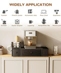 Coffee Pod Drawer Organizer For Countertop That Holds 52 Pods K Cup And Nespresso Capsules With Mug Rack, set up in kitchen.