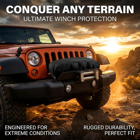 Heavy Duty Winch Cover Waterproof for 8500-17500 Lbs Winches Built To Last All Weather Dustproof and Rainproof Oxford Fabric Shield for Off Road 4x4 Trucks Jeeps and SUVs on Jeep winch