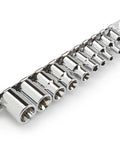 Torx Star Socket Set For 1/4 And 3/8 Inch Drives Chrome Vanadium E4 To E18 10 Piece Locking Drive End in a row on metal rail