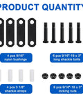Components of Trailer Shackle Kit For Double Eye Springs, Tandem Axle Handcuff And Spring Hanger Kit, including bolts and bushings