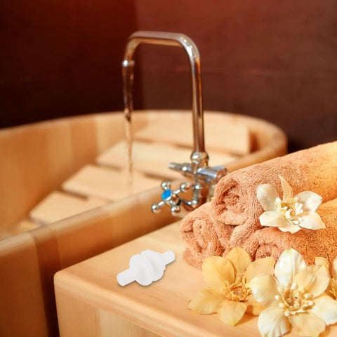 Sauna Steamer Connector Hose Joint Durable Plastic Replacement Fitting with towels and flowers in sauna setting