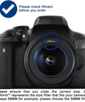 Camera with lens showing size guide for 52mm Lens Filter Kit Bundle Pro With UV CPL FLD Filters And Travel Case For Cameras Universal 52mm Gear