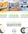 10 Inch LED Flush Mount Ceiling Light Fixture With 3 CCT 3000K 4000K 5000K Easy Switch showing color temperature options