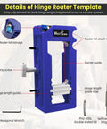 No Sweat Adjustable Door Hinge Jig And Master Router Mortise Template with solid clamping base and router bit storage features.