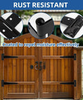 Rust-resistant T Strap Barn Door Hinges Heavy Duty 5 Inch Black Iron Gate Straps installed on wooden garden gate