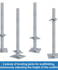 4 Pack 24 Inch Adjustable Scaffold Leveling Jacks For Baker Style Frames Galvanized Solid Threaded Rods Scaffolding Feet